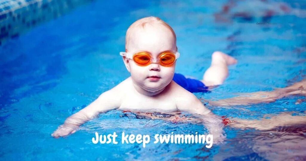 swimming caption